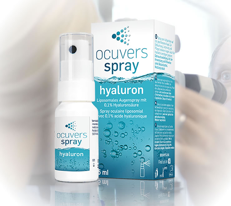 očné kvpaky s kyselinou hyaluronovou ocuvers spray